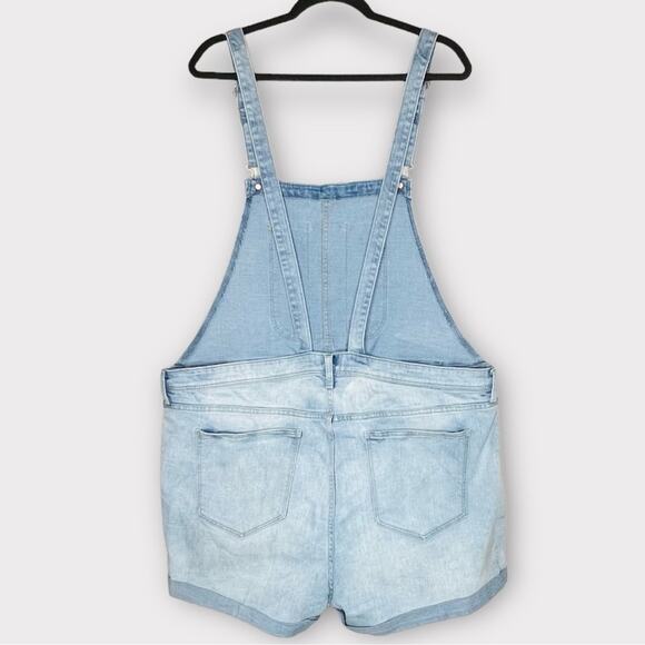 Old Navy Light Wash Denim Shortalls XXL Rolled Hem Distressed - Picture 2 of 8